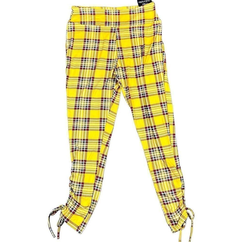 NWT Mlle Gabrielle Women’s Yellow Red Plaid Pull-on Leggings 1X